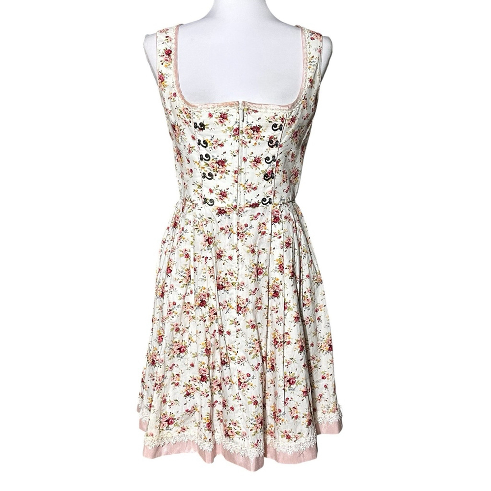 KRUGER Dirndl Dress Womens 36/US 8 Ivory Floral Corset Oktoberfest Bodice German
